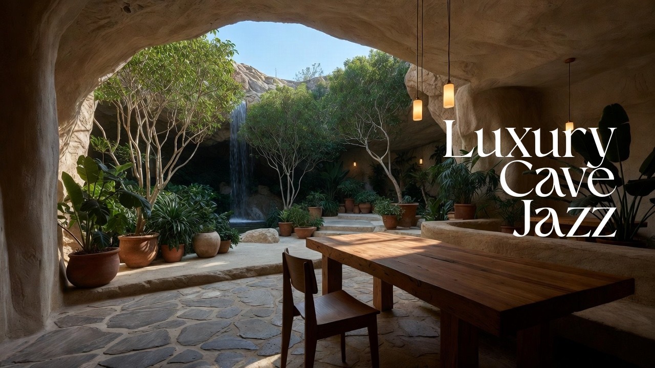 Cave Jazz Lounge 🌿 | Smooth Jazz & Waterfall Ambience for Deep Relaxation