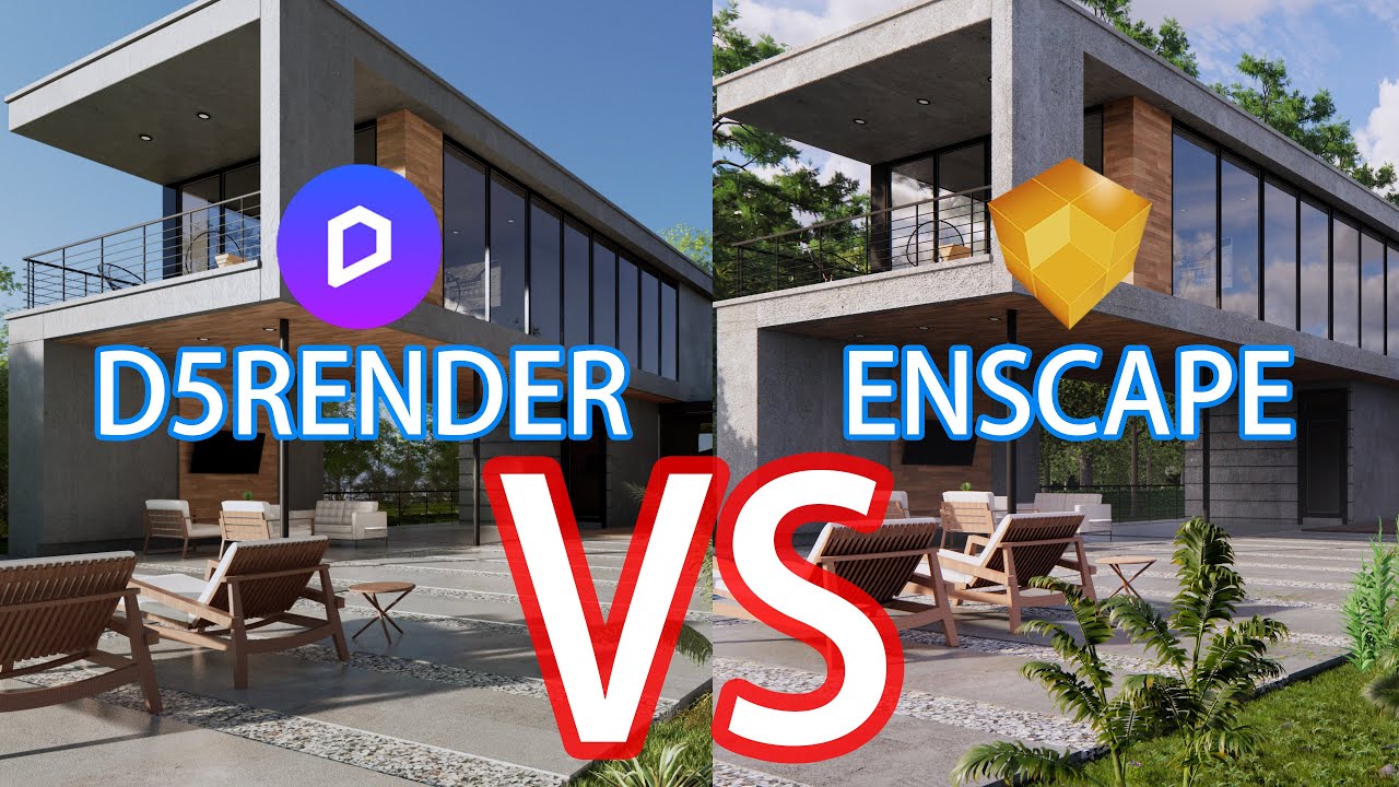 「Render Showdown3」 Enscape2.7 VS D5Render 1.5.1 Exterior Render Quality Compare! Who's better?