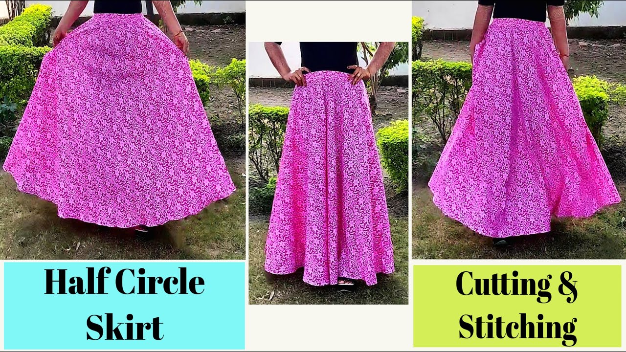 Half Circular Skirt Cutting And Stitching | English Subtitles | Stitch By Stitch
