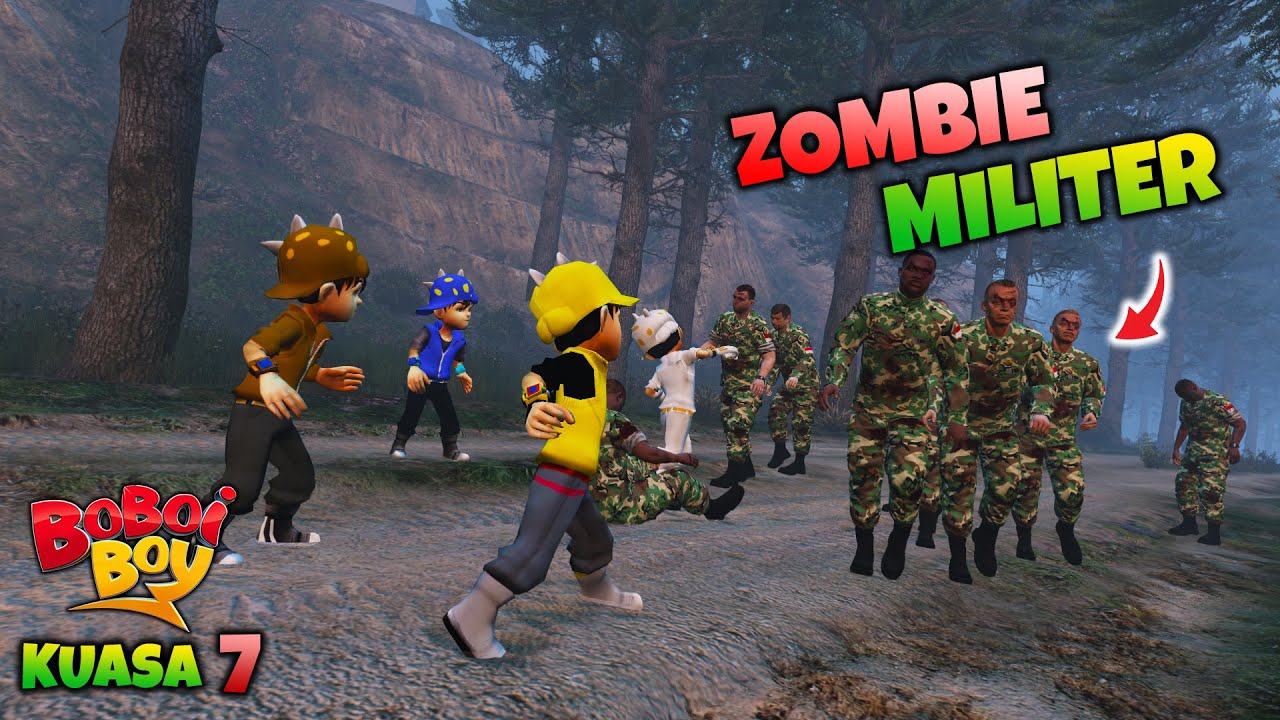 BOBOIBOY KUASA 4 KAGET BERTEMU ZOMBIE MILITER - GTA 5