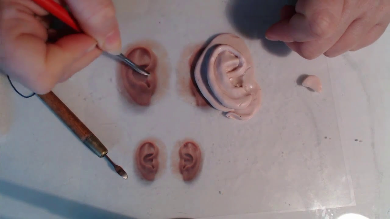 Tutorial how to sculpt ears on polymer clay dolls for beginners