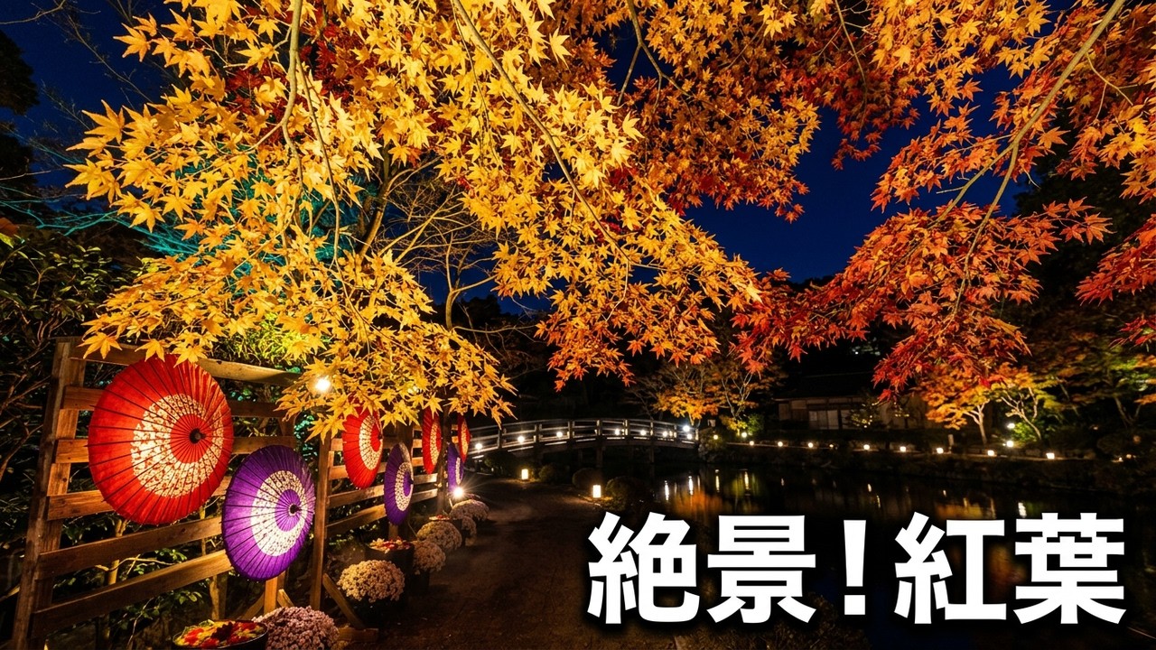 伊豆修善寺・虹の郷　紅葉ライトアップ散策