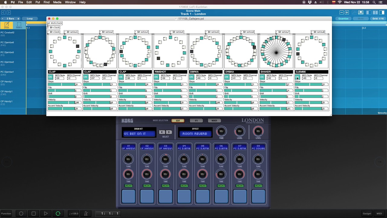 Euclidean Rhythms Module in Pure Data