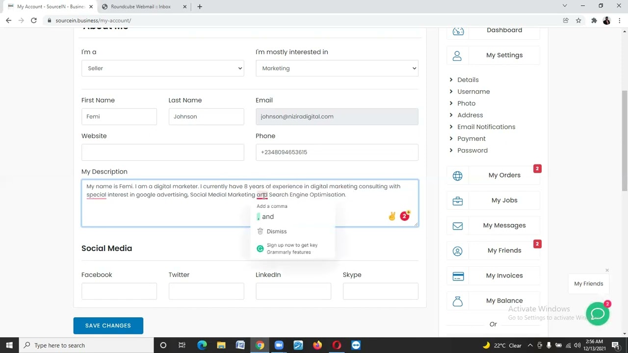 How to Setup Your Profile On Sourcein Business