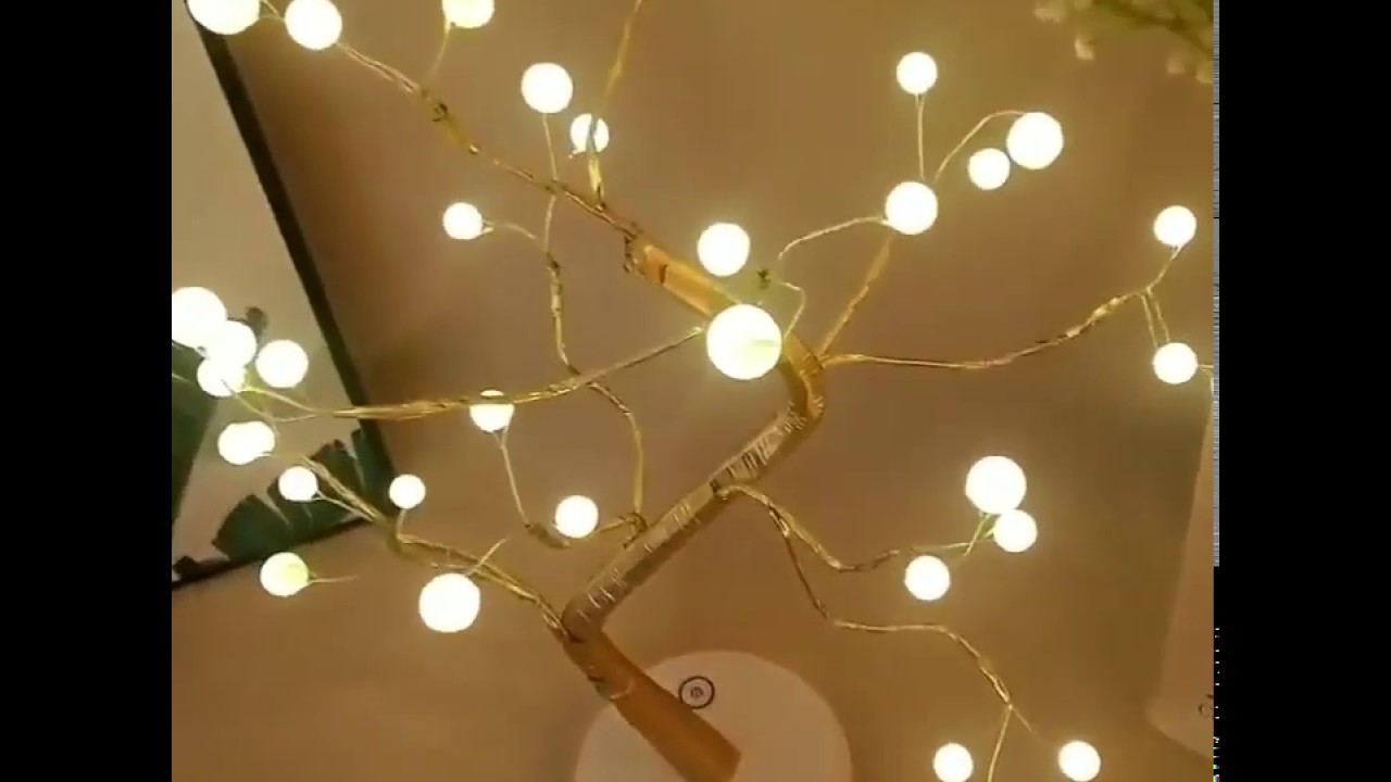 108 LED USB 3D Table-Lamp Copper Wire Christmas Fire Tree Night Light For Home Holiday Bedroom Indoo