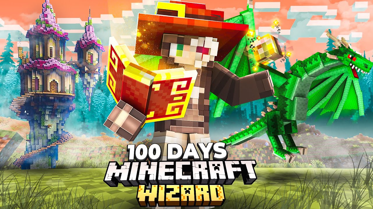 I Spent 100 Days as a WIZARD in an Enchanted Minecraft World!