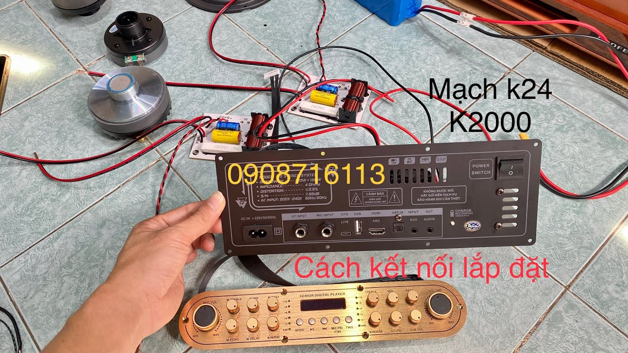 Hướng dẫn cách đấu nối mạch loa kéo k24 | Mạch loa kéo k2000 | linh kiện loa kéo