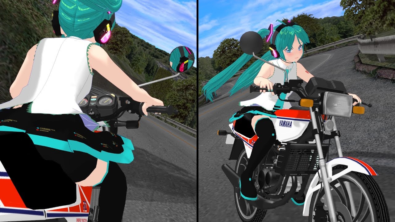 【MMD】初音ミクがバイクで山道を走る動画
