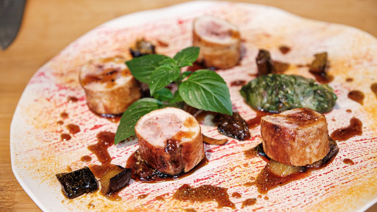 Rollè di faraona in porchetta con chutney di melanzane | Chef BRUNO BARBIERI