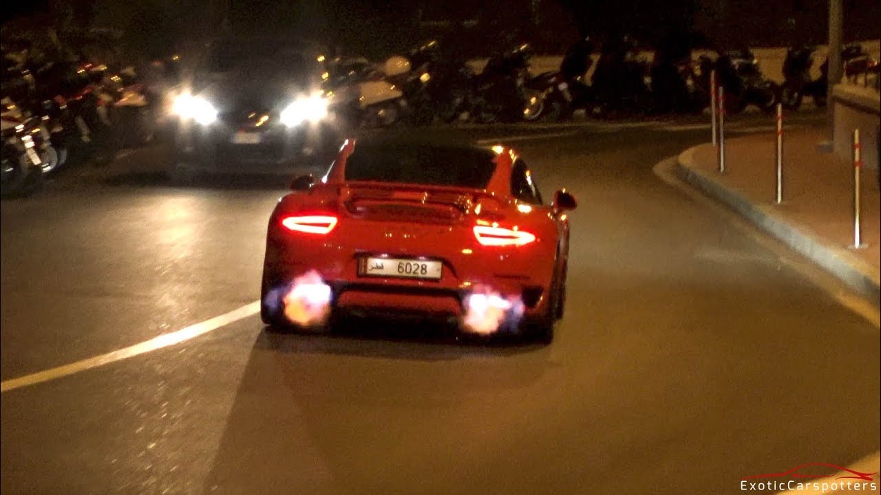 CRAZY Porsche 991 Techart Turbo S - LOUD Pops and Bangs & Flames !