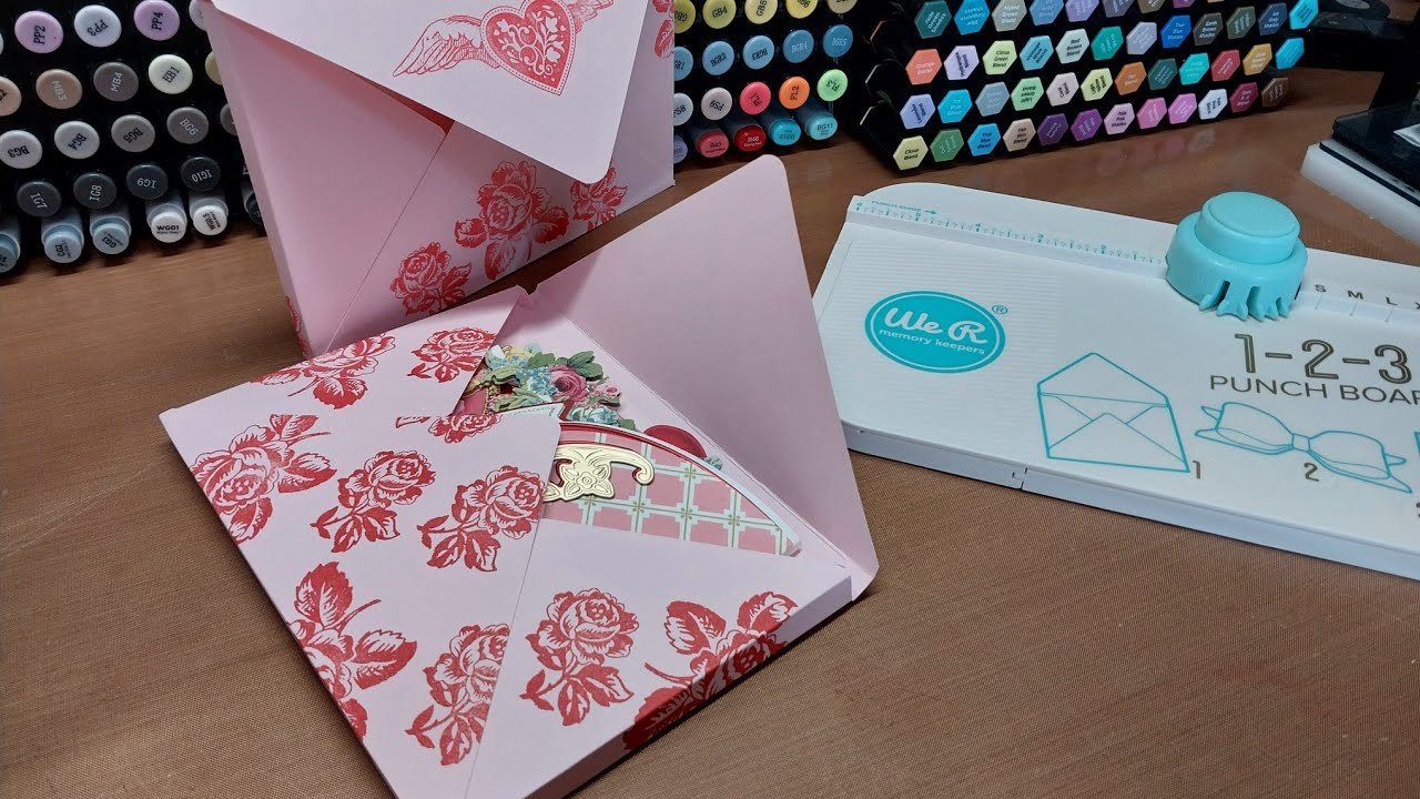 5x7 box envelope for dimensional cards, We R Makers Envelope punch board, let's make it