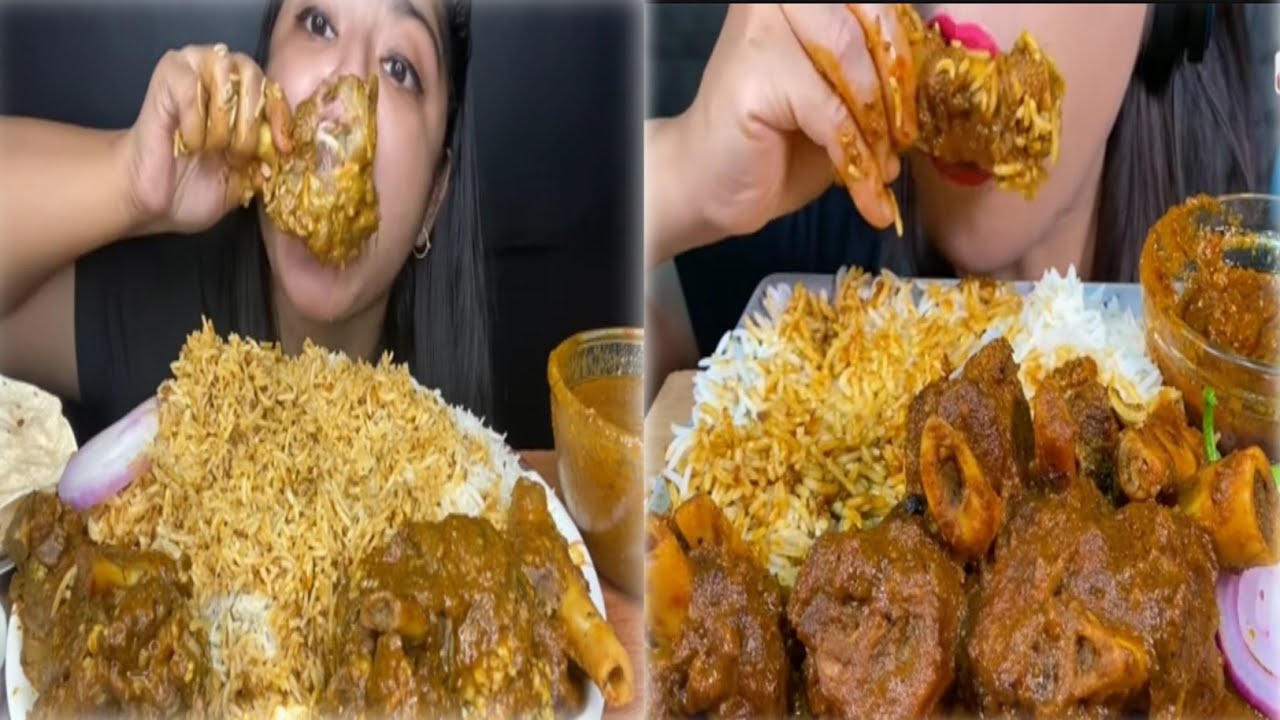 SPICY🔥MUTTON CURRY WITH BASMATI RICE 🍚 MUKBANG |ASMR EATING