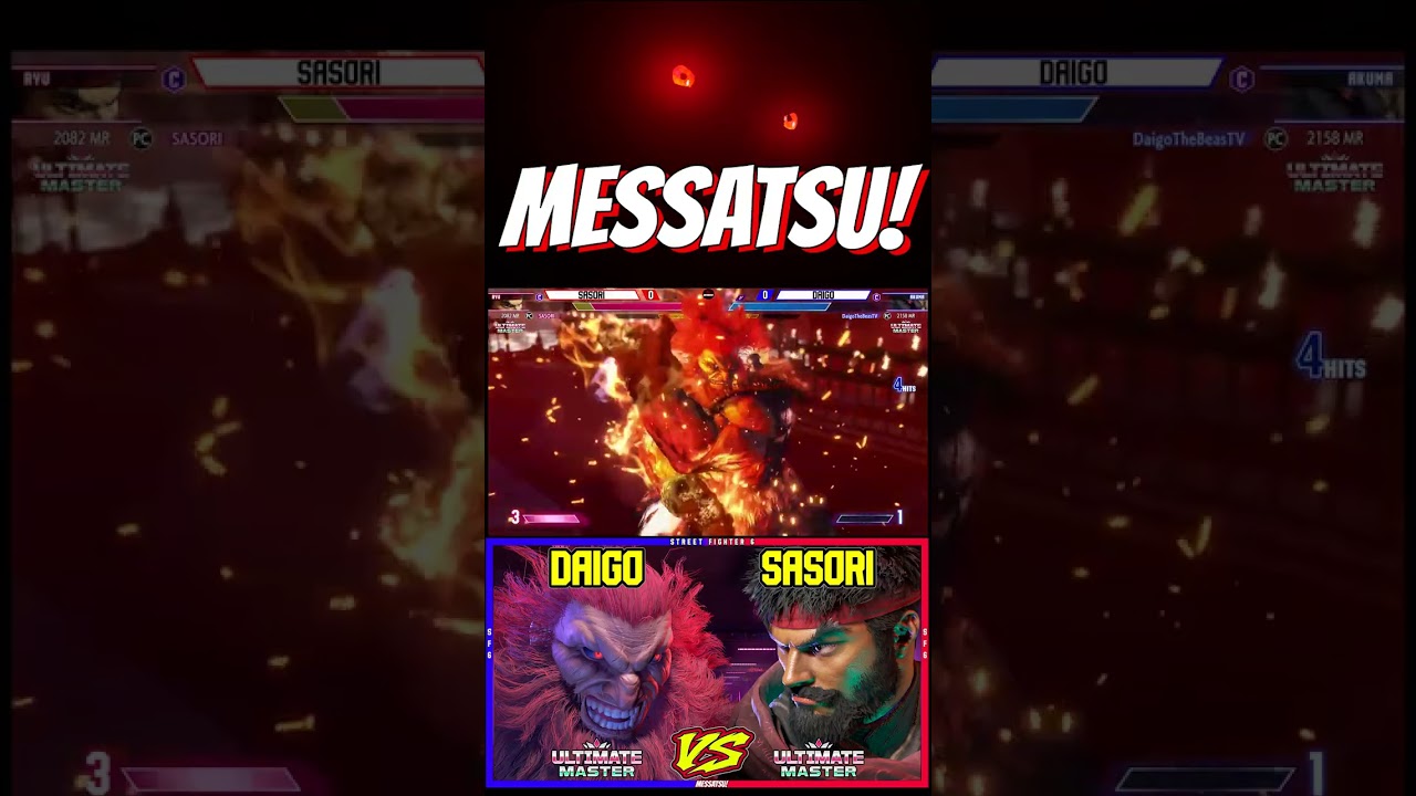 SF6 Daigo (Akuma) VS Sasori (Ryu)💥Messatsu!💥スト6💥Street fighter 6💥Shorts