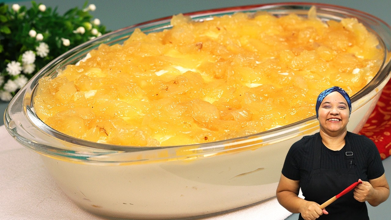 SEM GELATINA Sobremesa MAIS FÁCIL Que JÁ FIZ! Geladão de Abacaxi CREMOSO Sobremesa TOP Para o verão!
