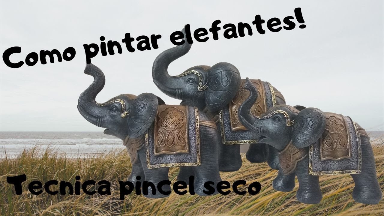 Pintamos elefantes de yeso con tecnica pincel seco