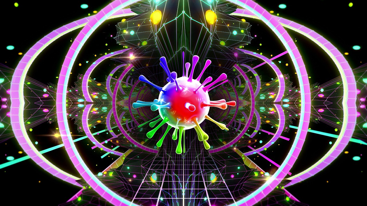 4K Screensaver | Colorful Abstract Science Particle Animation – Psychedelic VJ Loop (No Sound)