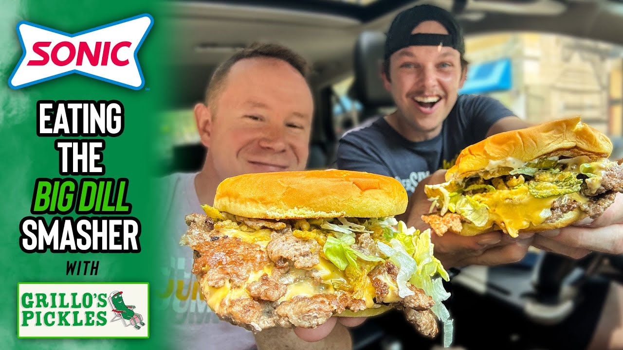 Eating The Big Dill Double SONIC® Smasher with Grillo's Pickle Chips | *HILARIOUS EXPERIENCE* 🥒🍔
