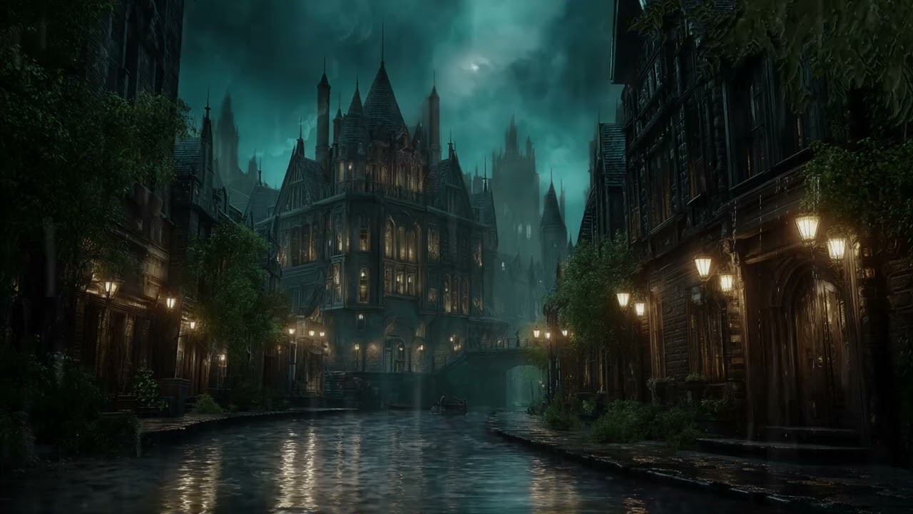 Dark Gothic Rain Night in the Old City – Thunderstorm Sounds for Deep Sleep & Relaxation