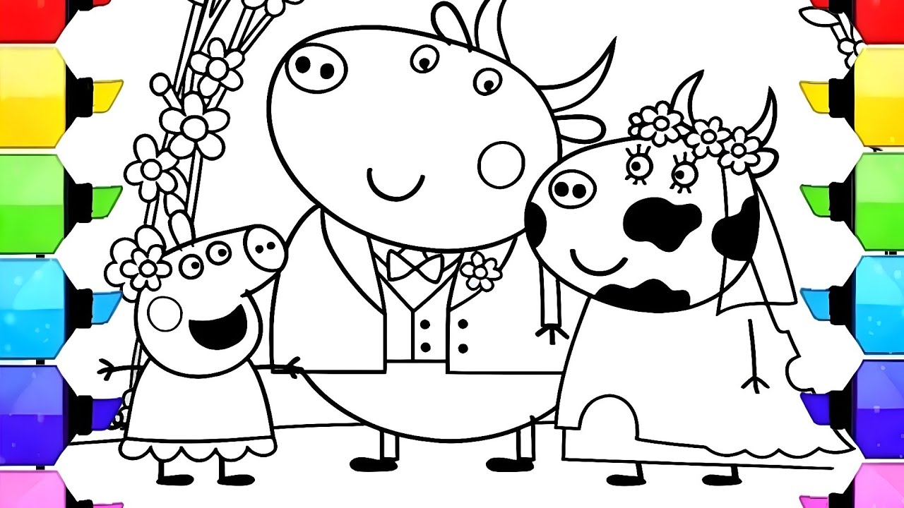 Peppa Pig is at the wedding party Drawing Easy, Peppa Pig Drawing and Coloring, Peppa Pig Drawing 