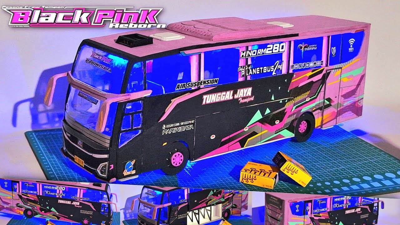 CARA MEMBUAT MINIATUR BUS TUNGGAL JAYA BLACKPINK DARI KARTON || FULL DETAIL!!!