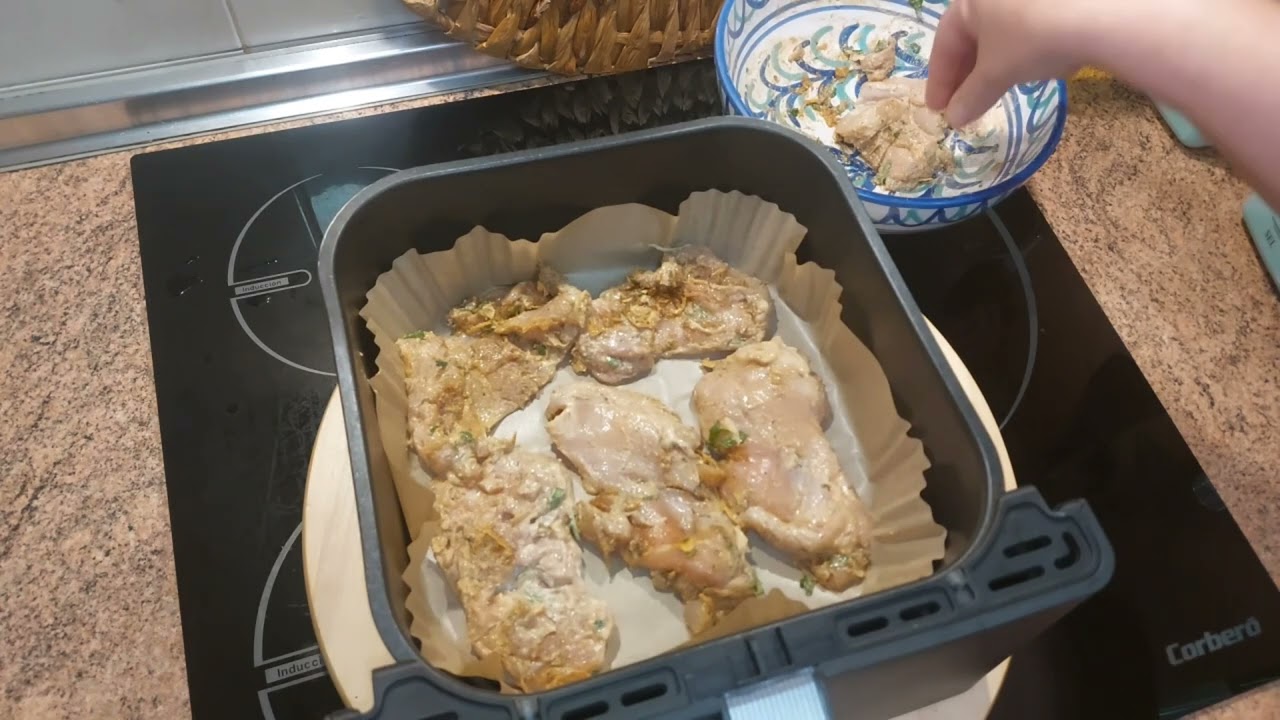 Contramuslos de pollo super jugosos y especiados en freidora de aire#airflyer#cosoridualblaze#