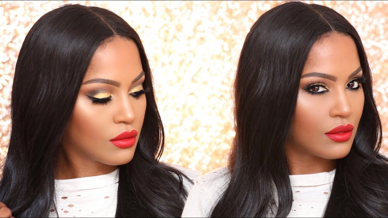 Chocolate Gold Smokey Eye & Classic Holiday Red Lip | MakeupShayla