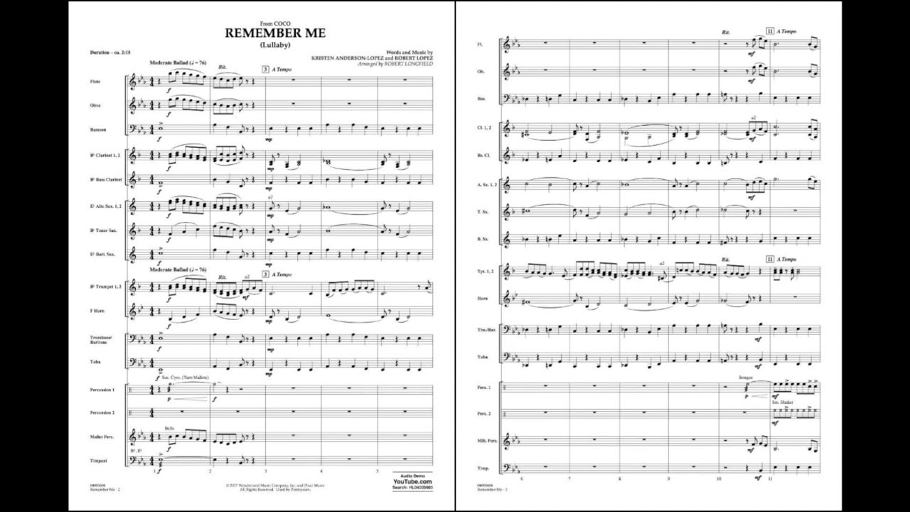 Remember Me (from Coco) arranged by Robert Longfield