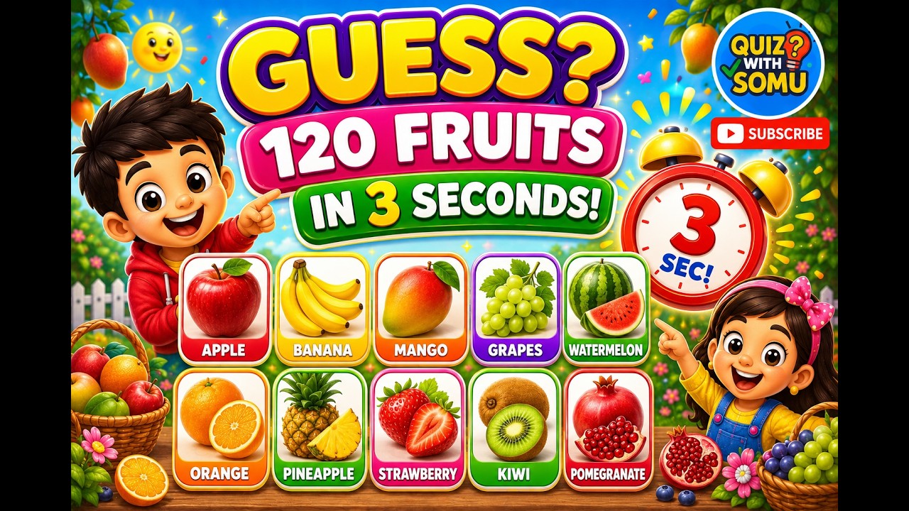 120 FRUITS in 3 Seconds Can You BEAT The Challenge 🍎🍌 | @QuizWithSomu