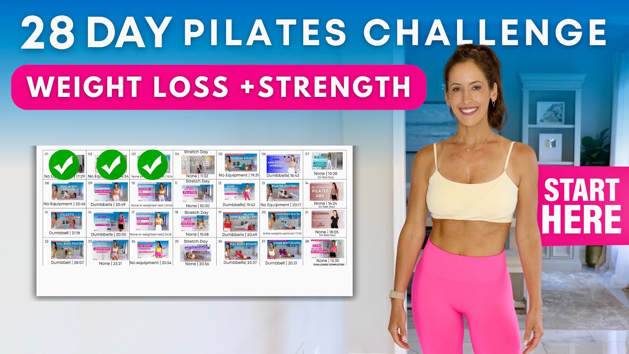 28 Day Pilates Beginner Challenge for Weight Loss + Strength Goals 2025