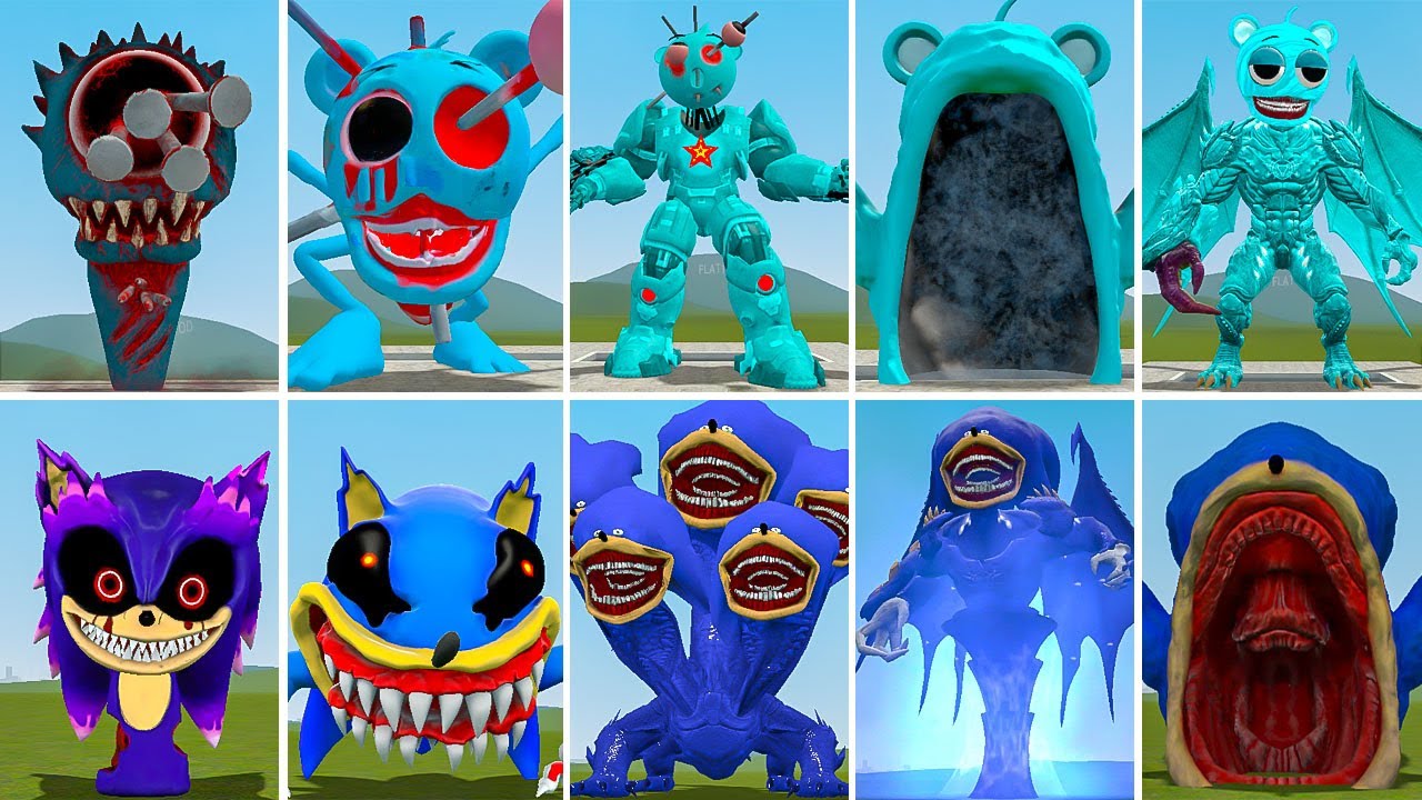 ALL NEW SPRUNKI SKY EATER VS ALL SONIC EATER FAMILY ? in Garrysmod!,...