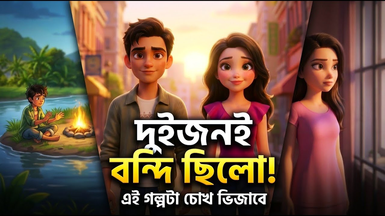 দ্বীপে বন্দি ছেলে, শহরে বন্দি মেয়ে  Emotional Bangla Story Animation #banglacartoon #romantcifilm