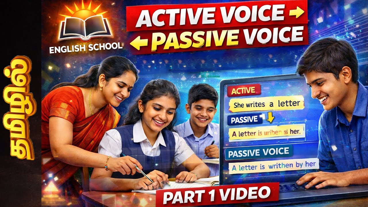 Active Voice-ஐ Passive Voice-ஆக மாற்றுவது எப்படி? 🤯 | Tamil Explanation  | Part 1 | ENGLISH SCHOOL