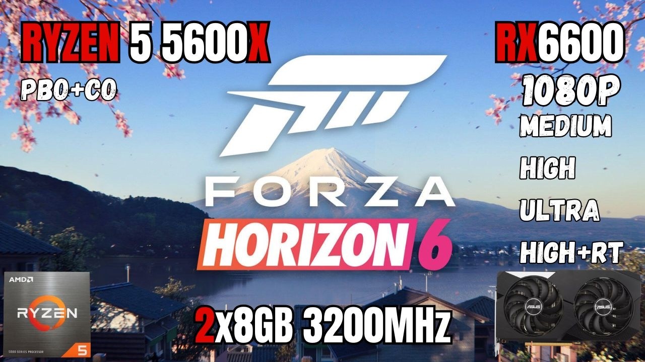 Forza Horizon 6 | Ryzen 5 5600X + RX 6600 + 16GB RAM | 1080P Test