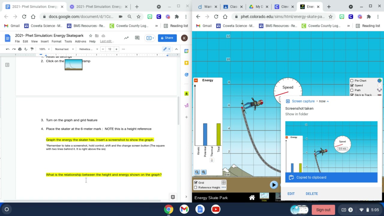 Phet Simulation  Energy Skate Park Instructions/Guide