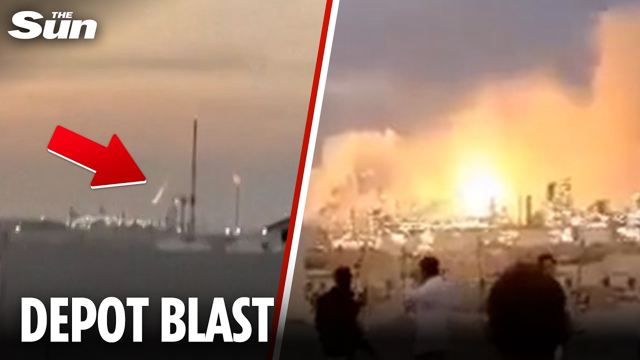 Terrifying moment Iran missiles blitz Bahrain’s biggest oil refinery sparking huge blaze