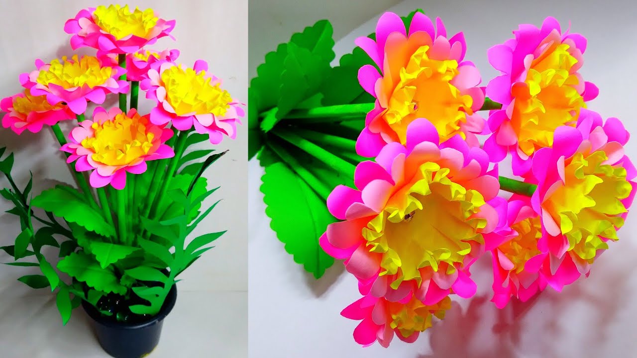 How to make beautiful paper flowers easy /paper flowers very easy /a4 kadadasi mal nirmana / athkam