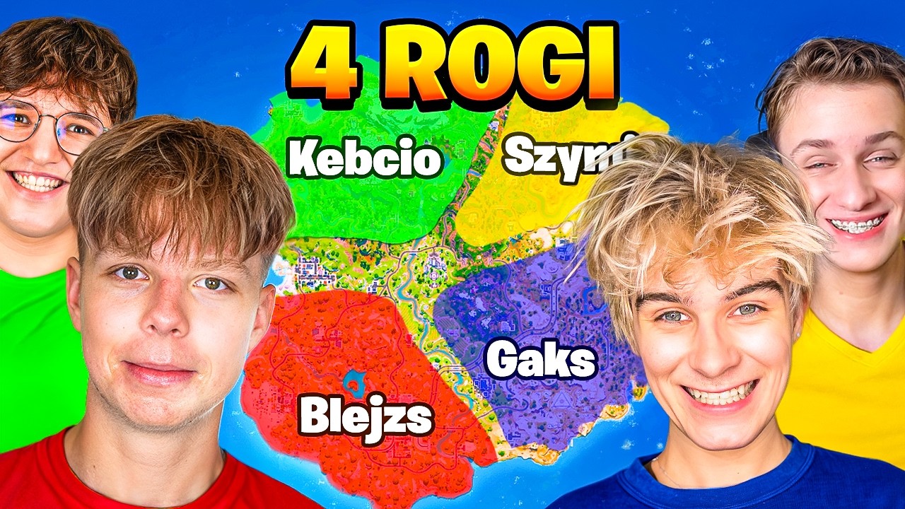 PODZIELILIŚMY MAPĘ NA 4 ROGI W FORTNITE