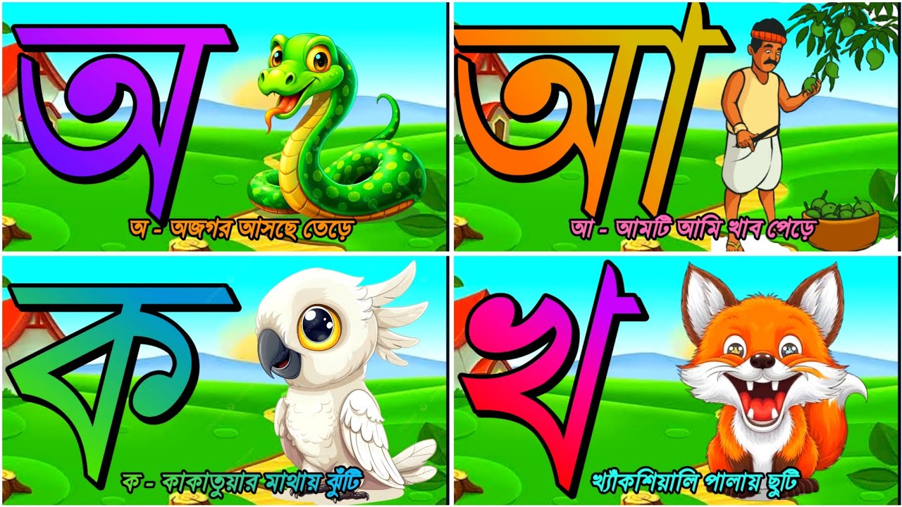 Bangla Bornomala অ আ ই ঈ | Kids Learning Alphabet with Songs & Pictures@tinykidstvbangla1128 