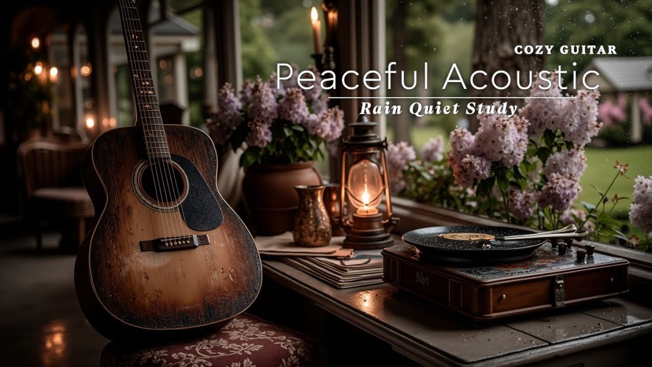 Relaxing Guitar Music for Reading ~ Peaceful Acoustic Instrumental with Rain Ambience