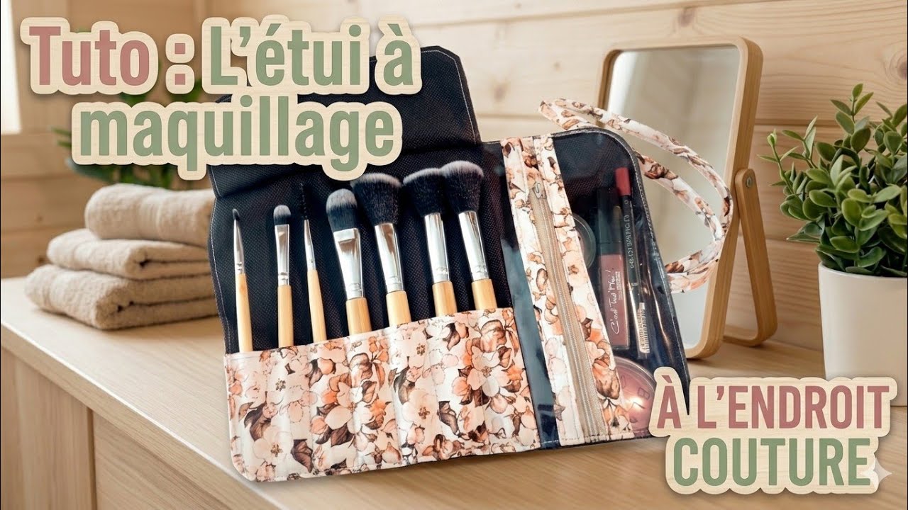 Étui pinceaux maquillage avec trousse zippée en PVC ,couture facile 🪡🧵🪡