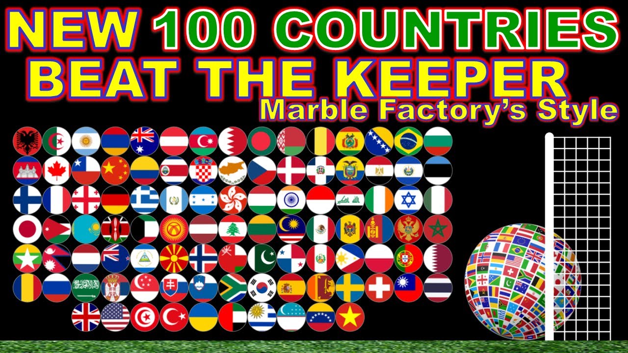100 countries Beat The Keeper [Corner Kick] ~Marble Factory's Style~ in Algodoo | Marble Factory 2nd