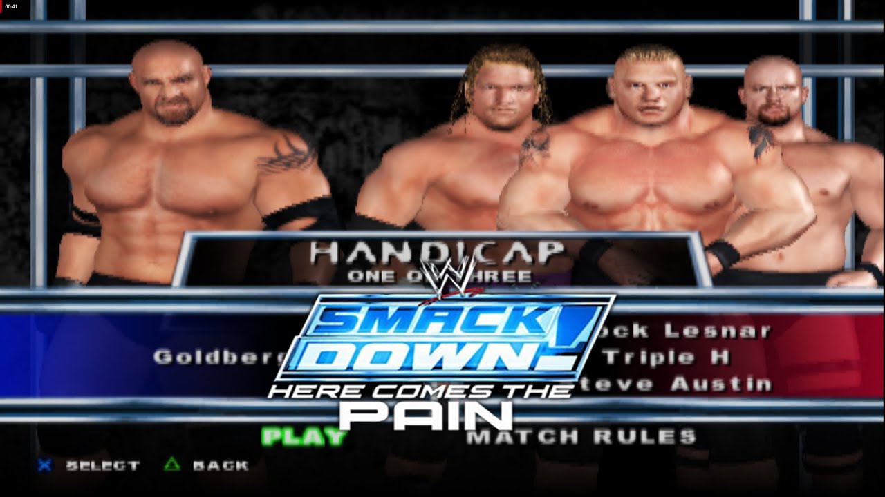 SmackDown Pain | Handicap Match | Goldberg VS Brock Lesnar , Triple-H , Stone Cold