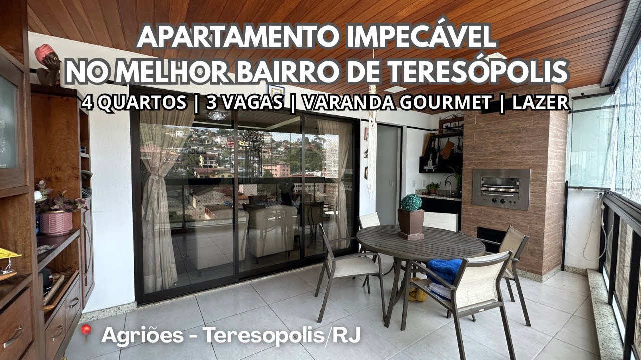 AP0628 | Lindo Apartamento com 196m2, 4 Quartos e Varanda Gourmet em Agriões Teresópolis 