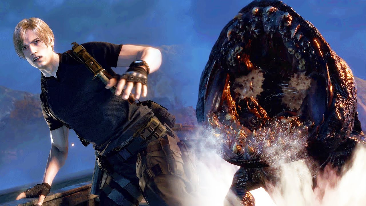 Resident Evil 4 Remake - Del Lago Lake Monster Boss Fight (4K)
