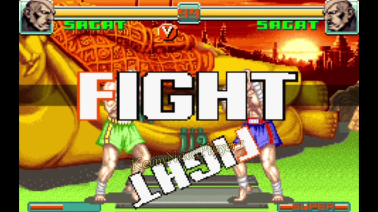 SuperStreetFighter2TurboRevival) GBA Modo Arcade de Sagat VS Sagat nivel experto del CPU 