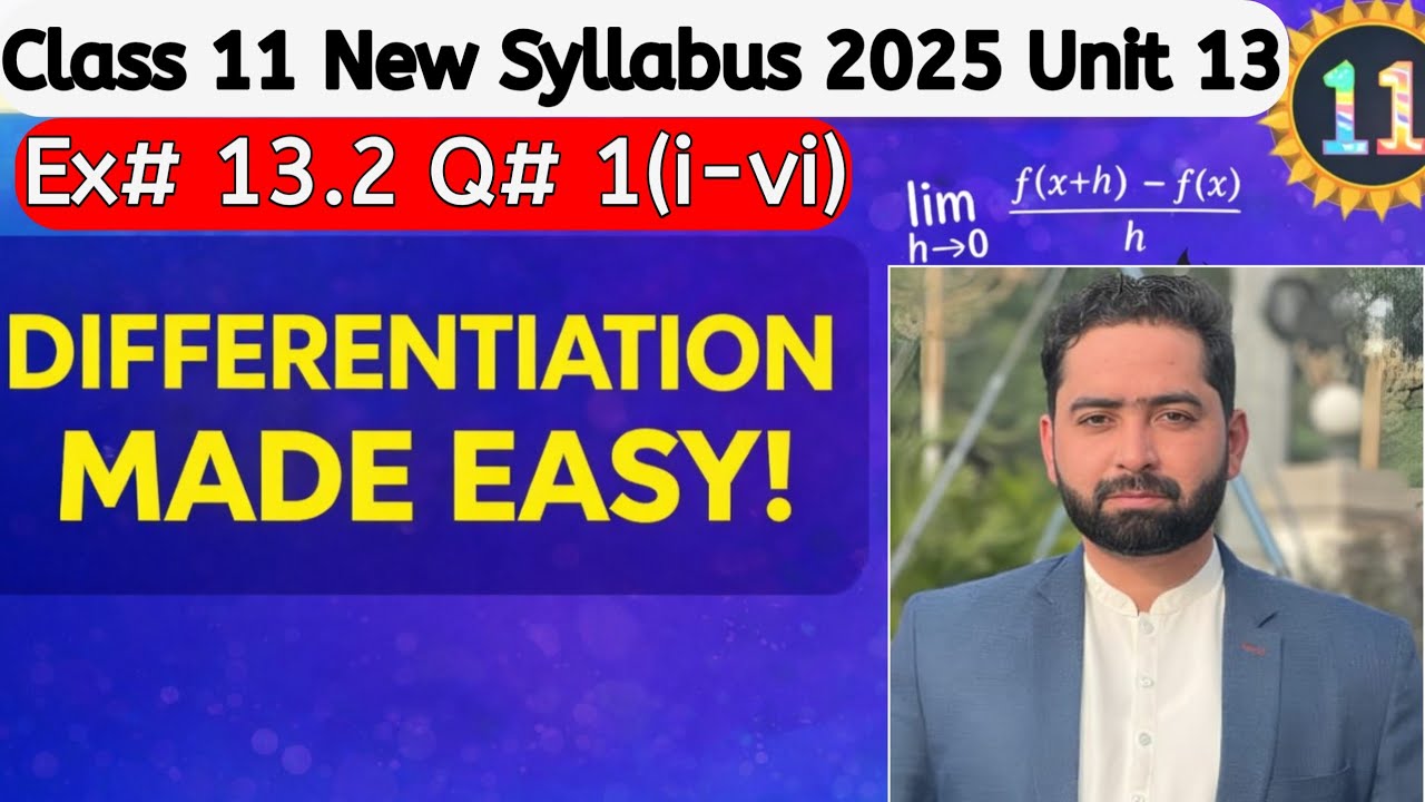 Class 11 Maths | Differentiation Unit 13 | Made Easy | New Syllabus 2025 | Ex# 13.2 | Q# 1(i-vi)