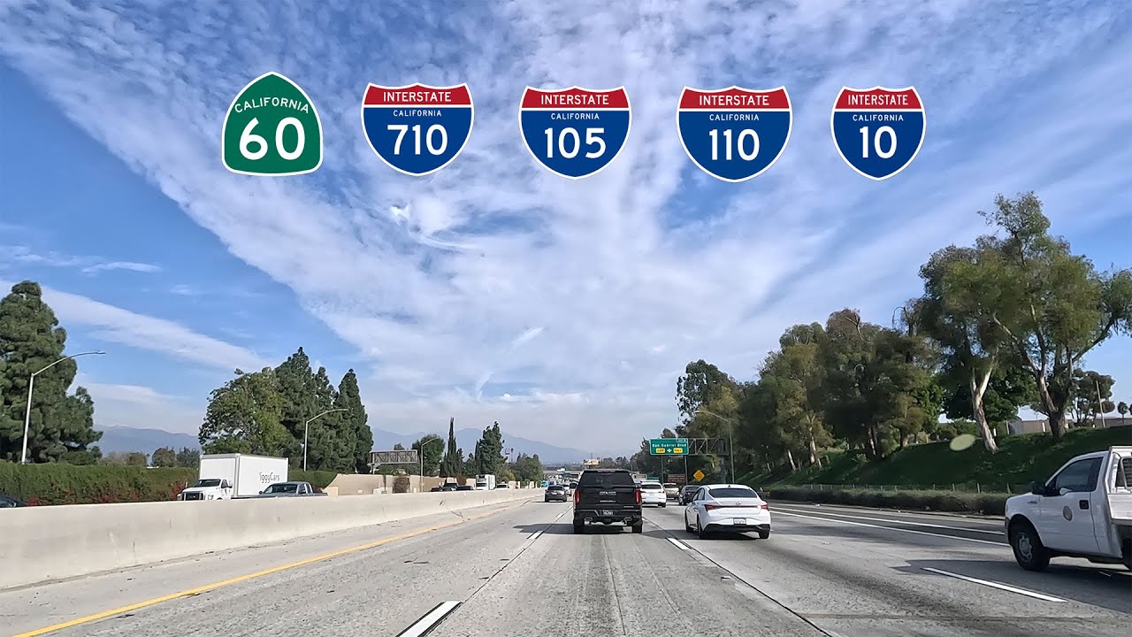 Exploring LA's Freeways: A Drive Along Interstate 710, 105, 110, 10, SR60 | California Driving Tour