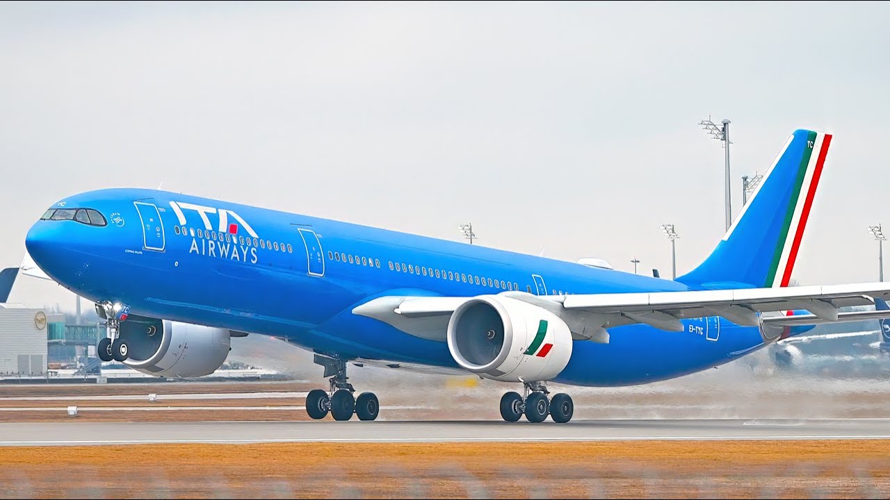20 MINS of WET CLOSE UP PlaneSpotting - 23 Landings and Takeoffs at Munich Airport (MUC/(EDDM)