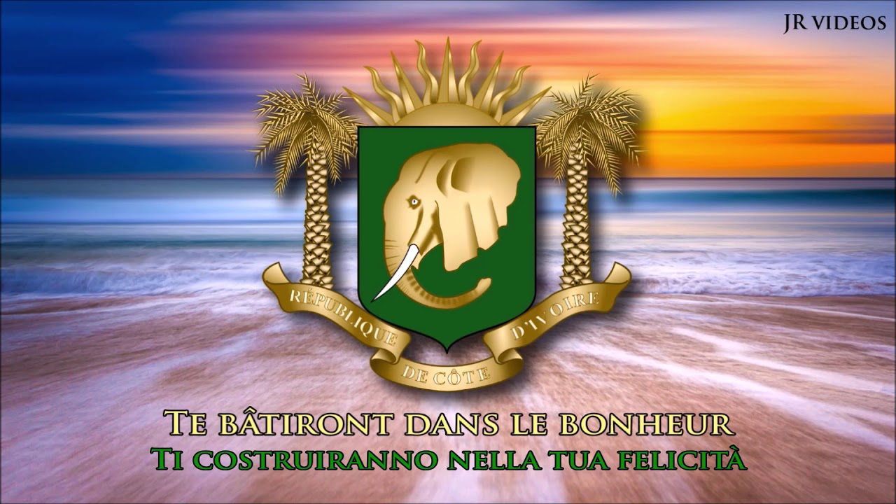 Inno nazionale della Costa d'Avorio (FR/IT testo) - Anthem of Ivory Coast (Italian)