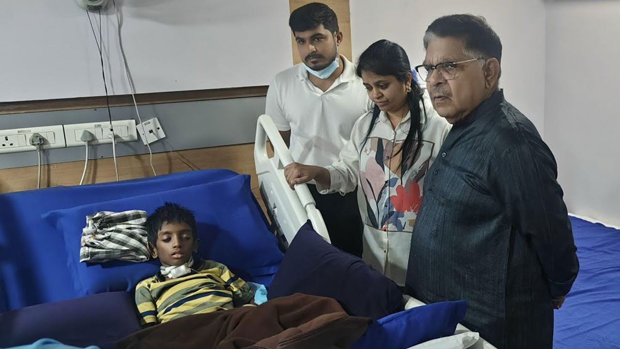 Producer Allu Aravind Met Sritej at Asian Transcare Rehabilitation Centre